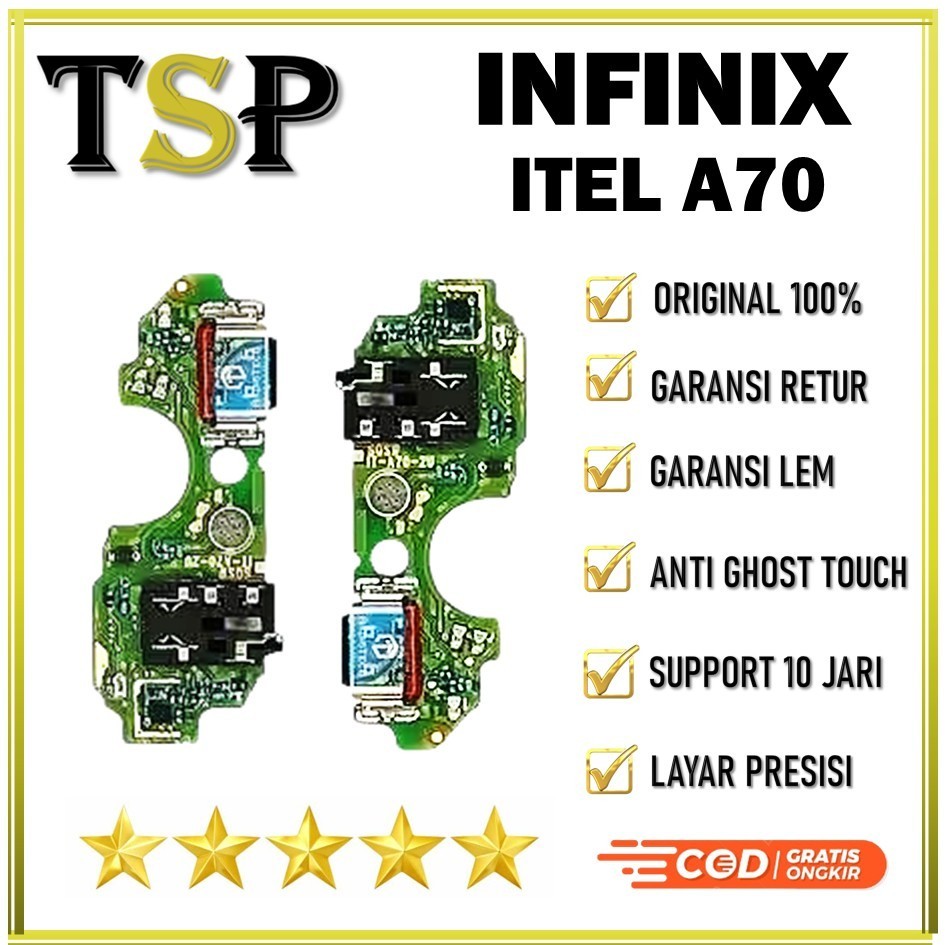 PAPAN CAS / PCB PAPAN CONEKTOR CAS INFINIX ITEL A70 + CONNECTOR CHARGER  ORIGINAL 100%