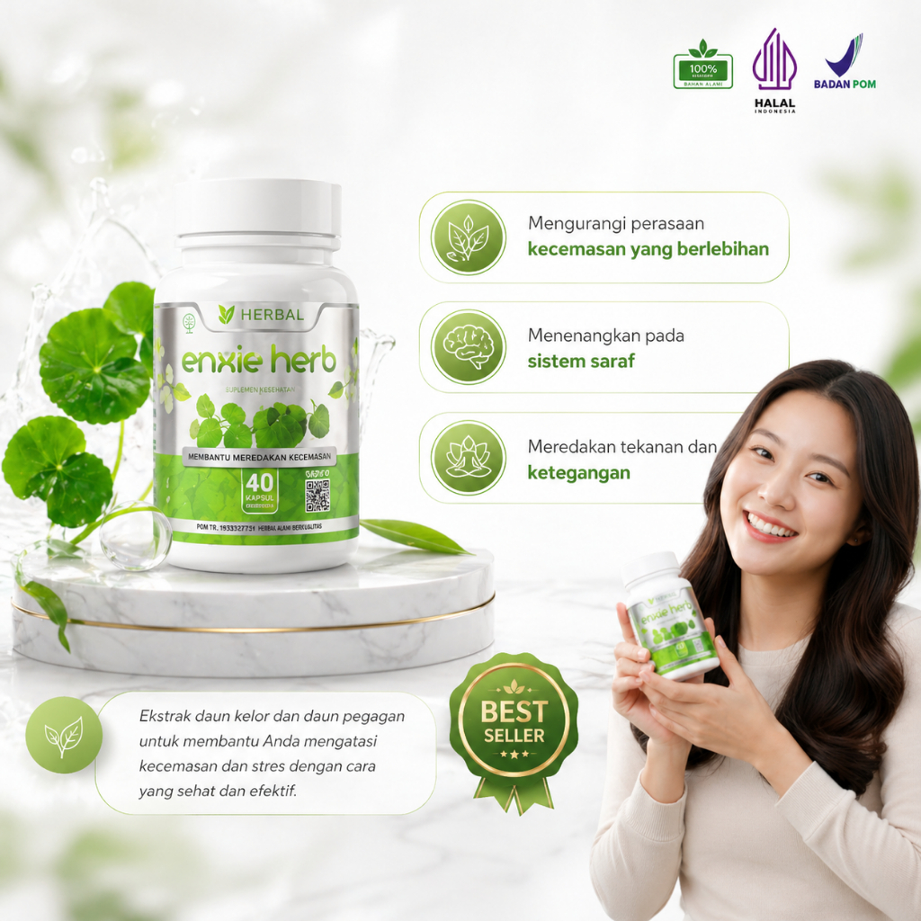 Enxieherb Kapsul Penenang Stres Cemas Berlebih Anxiety Depresi Anti Depresan Herbal