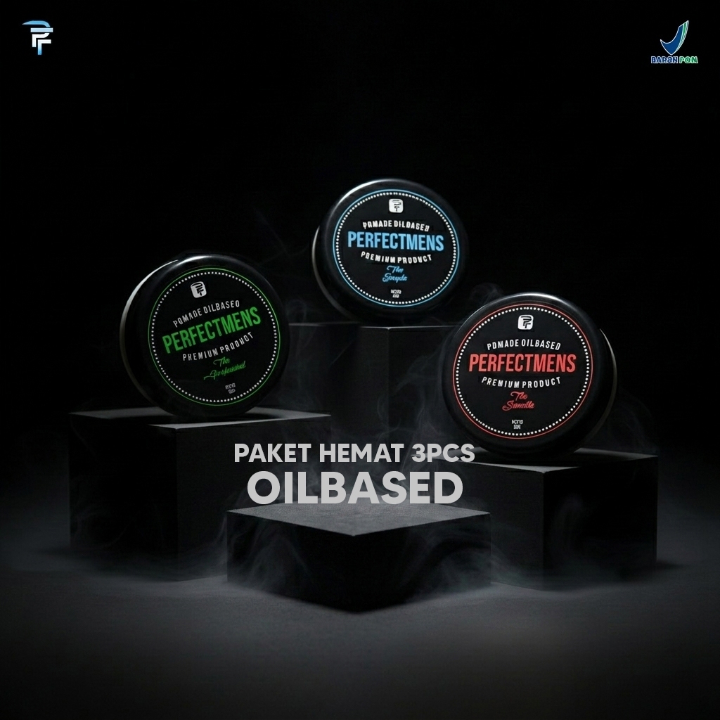 (BPOM)PAKET HEMAT POMADE OILBASED ALL VARIAN 3pcs POMADE OIL BASED POMADE PRIA PERFECTMENS FREE SISI