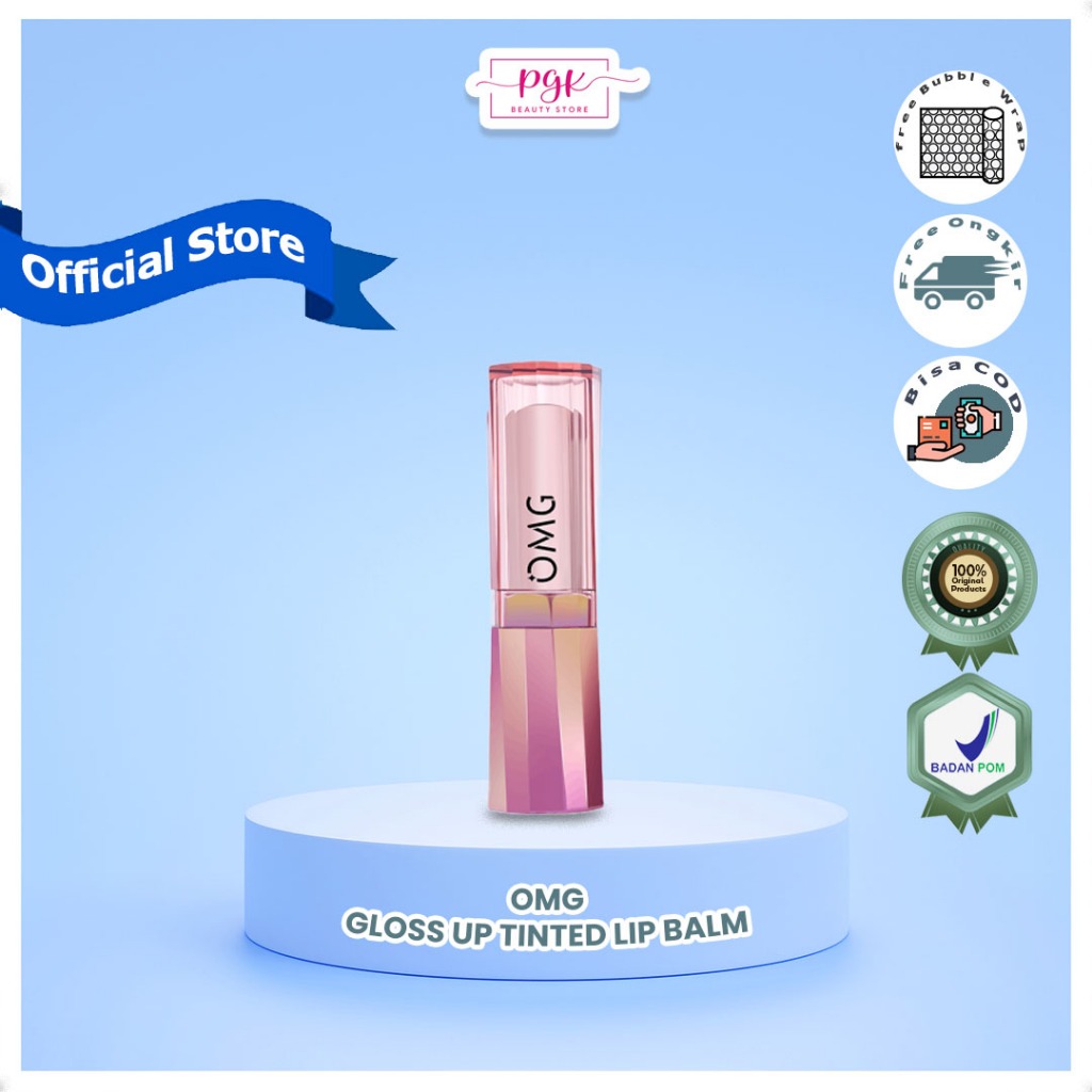 OMG-GLOSS UP TINTED LIP BALM | Hydrating Color Butter Lip Balm, Warna Intens, Tahan Lama Hingga 8 Ja