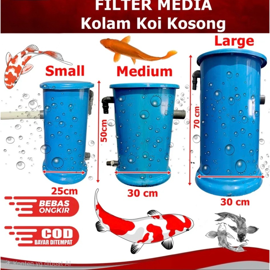 Tabung Tong Fiber Filter Bak Kolam Koi Ikan Ukuran S D:25 x T:50