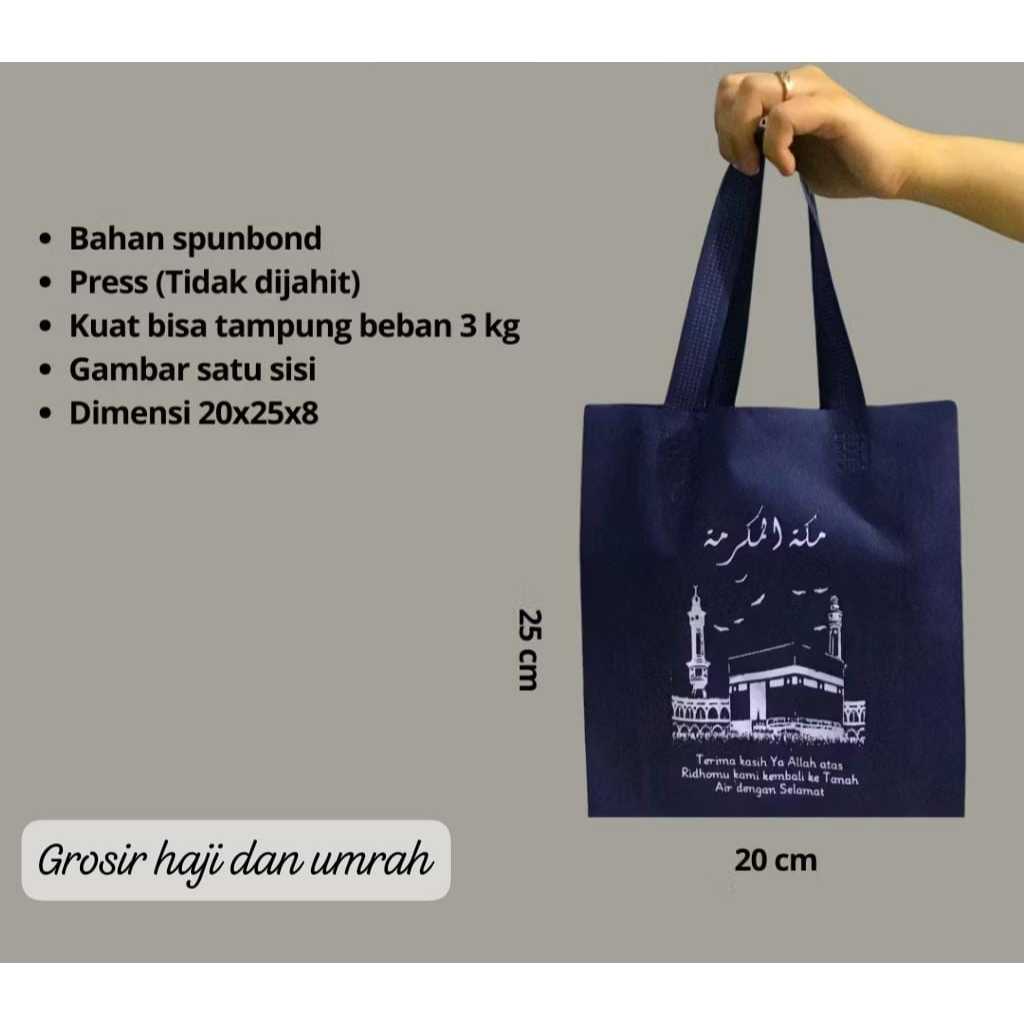 Tas Spunbond || Totebag tas souvenir oleh oleh Haji dan Umrah | Gift Haji dan Umrah | PCS