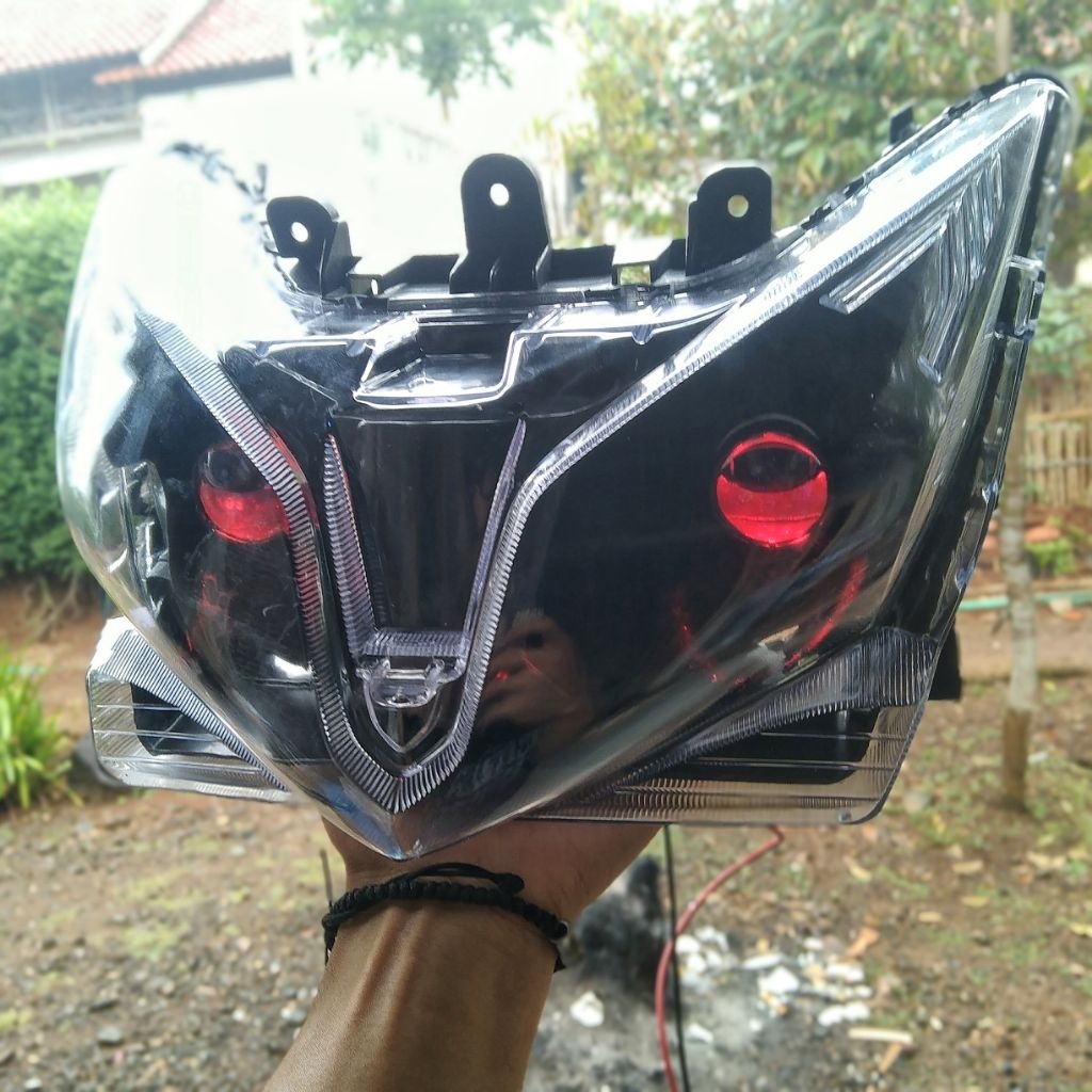 Reflektor Lampu Depan Biled H4 + Soket Honda Vario Techno 125 KZR lama 2013-2015