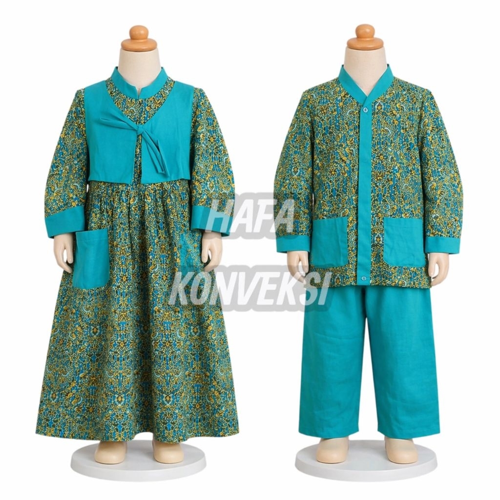 Seragam Muslim Anak Tk / Baju Muslim Gamis TK Batik Tosca