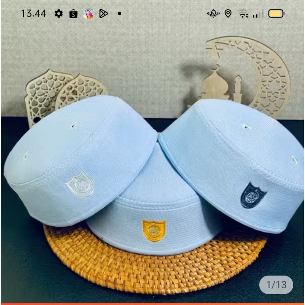 songkok putih peci haji Malaysia bordir logo malaysia