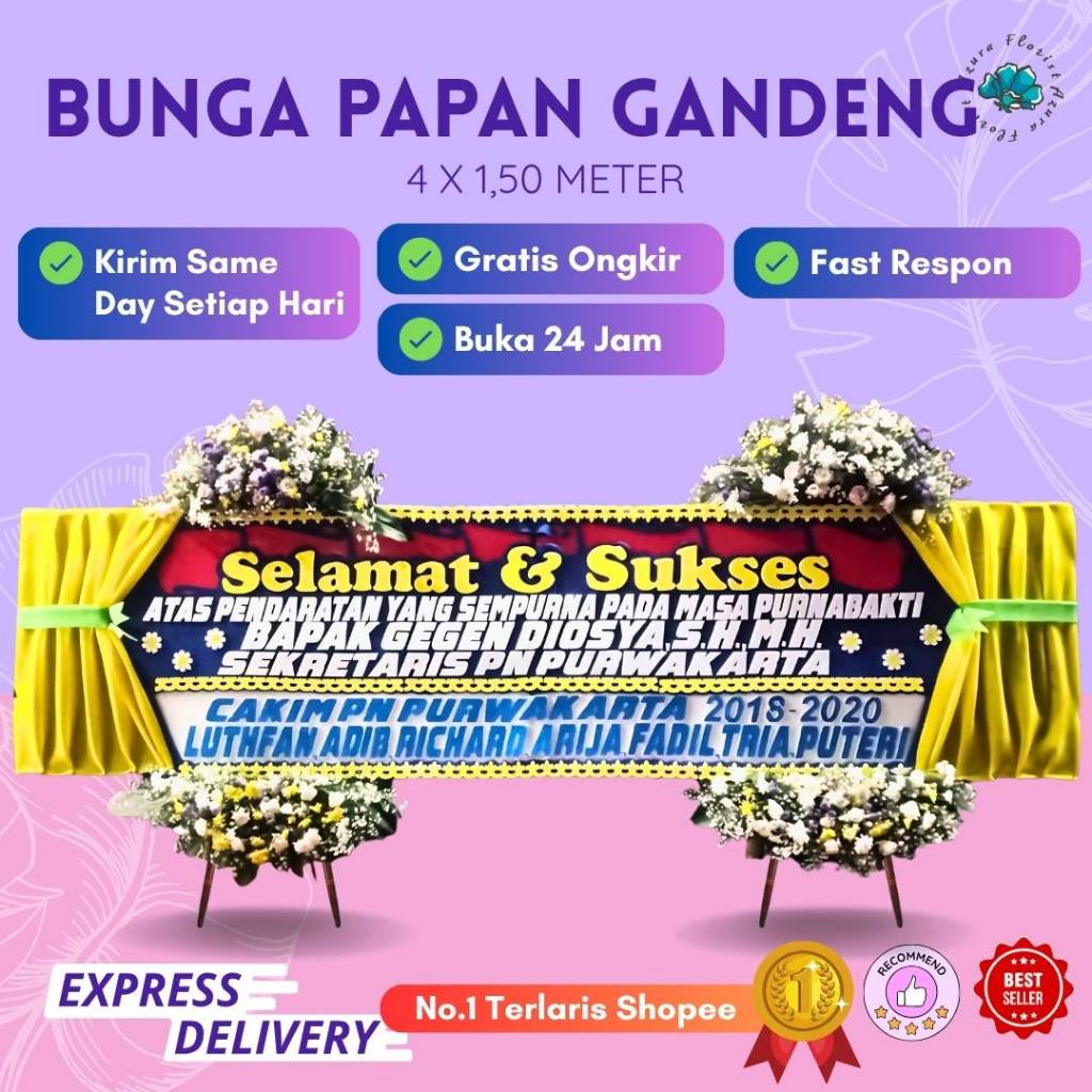 Karangan Bunga Bogor - Bunga Papan Ucapan Wedding, Congratulation, Dukacita Papan Gandeng Ukuran 1,5