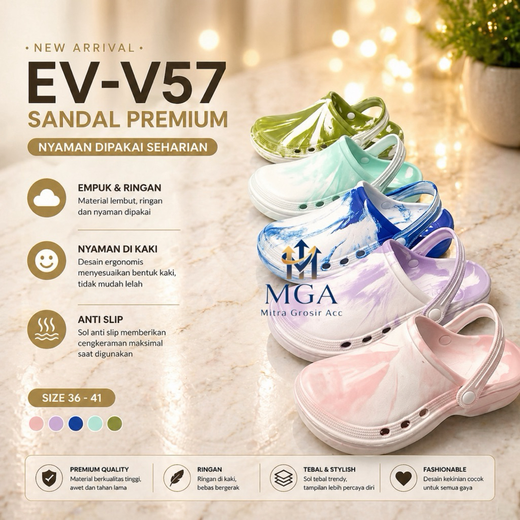 MGA - SALE 956 Loreng Sandal Medis Dokter Perawat | Sandal Umroh Haji | Sandal Pabrik | Sandal Kamar