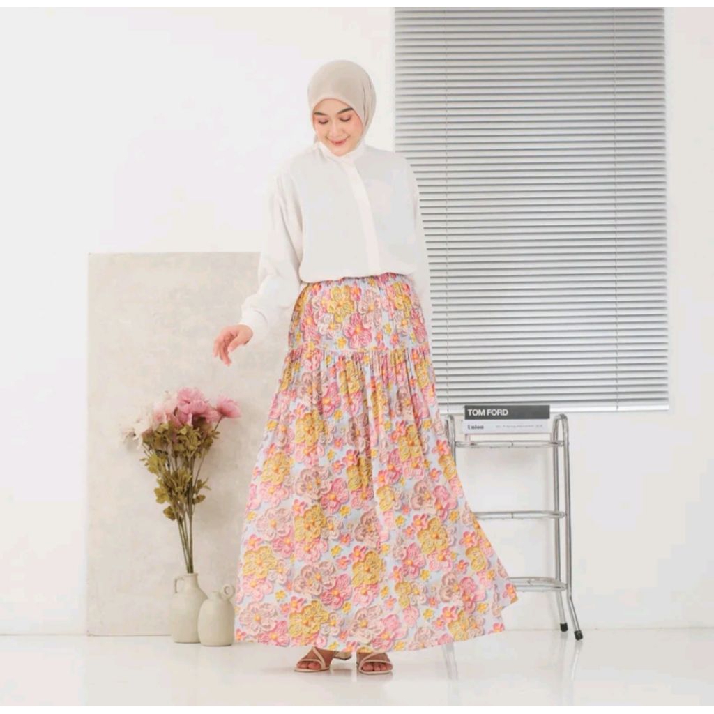 ROK FLORAL MOTIF BUNGA BUNGA MAYUNG VIRAL Rempel