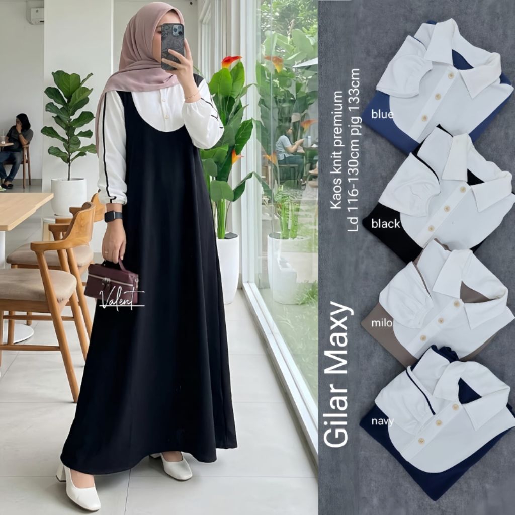GILAR MAXY - DRESS SET RAJUT ELEGAN & NYAMAN/ GAMIS JUMBO WANITA LD 116-130