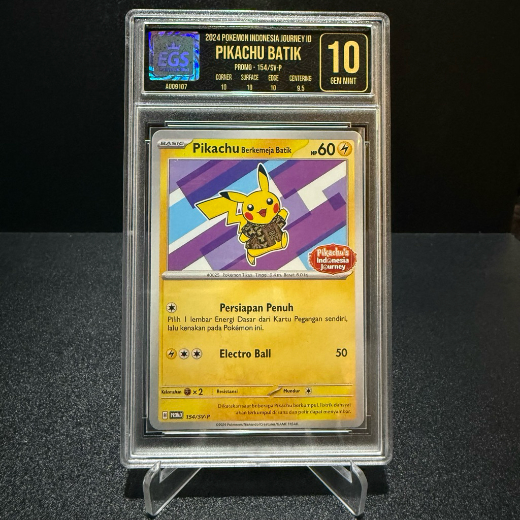 Kartu Pokemon Pikachu Berkemeja Batik V4 Promo Pokemon Indonesia Journey EGS Grading 10 Original