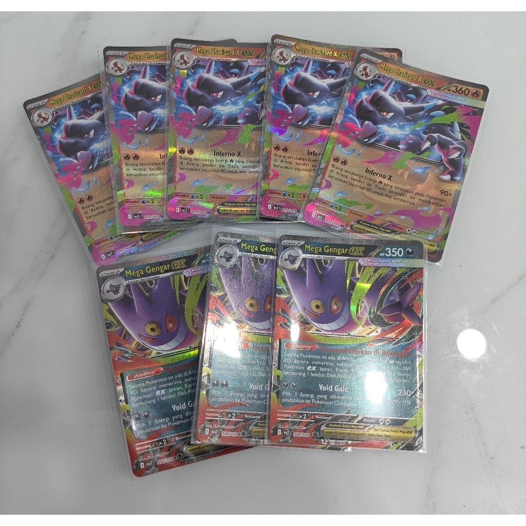 Mega Charizard X ex RR, Mega Gengar ex RR, Pokemon Kobaran Biru Indonesia MA2
