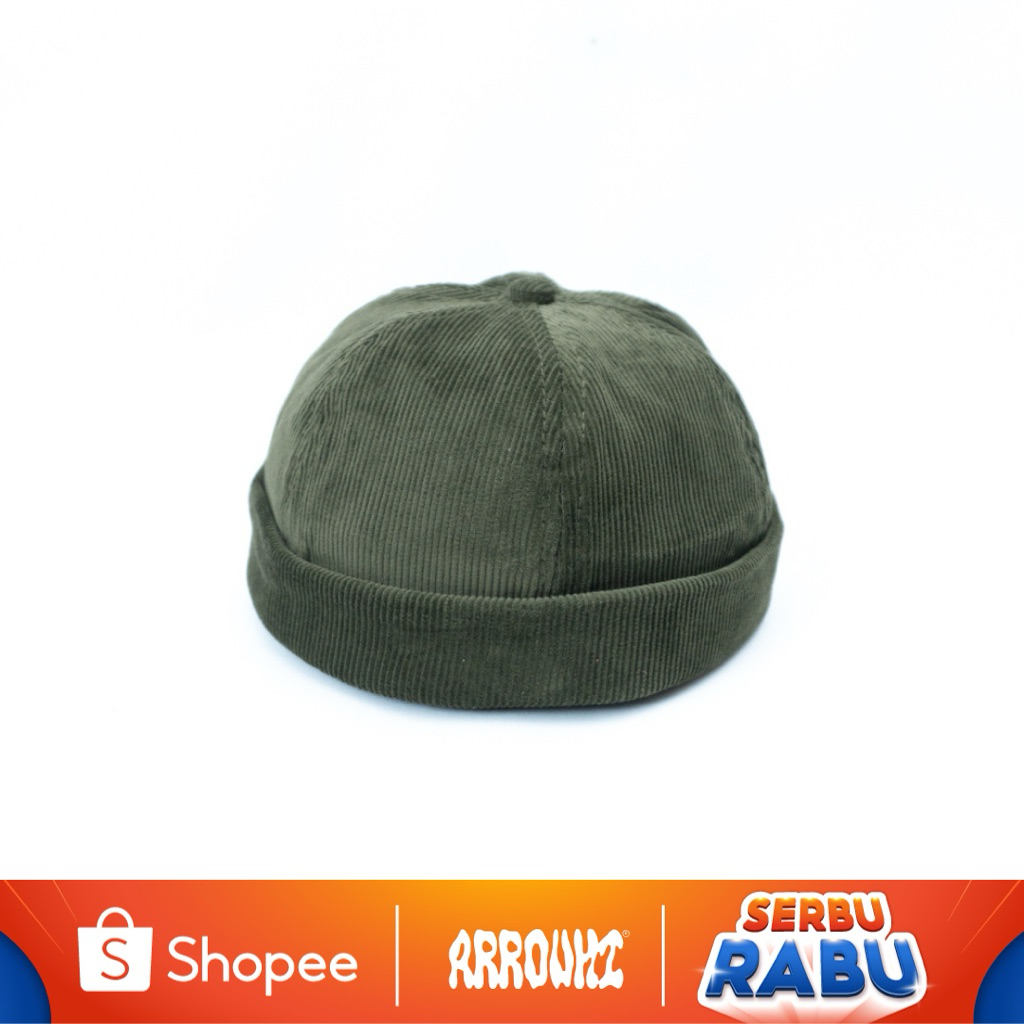 Arrouhi | Miki Hat | Peci Topi Corduroy | Hijau Army Zhuxin