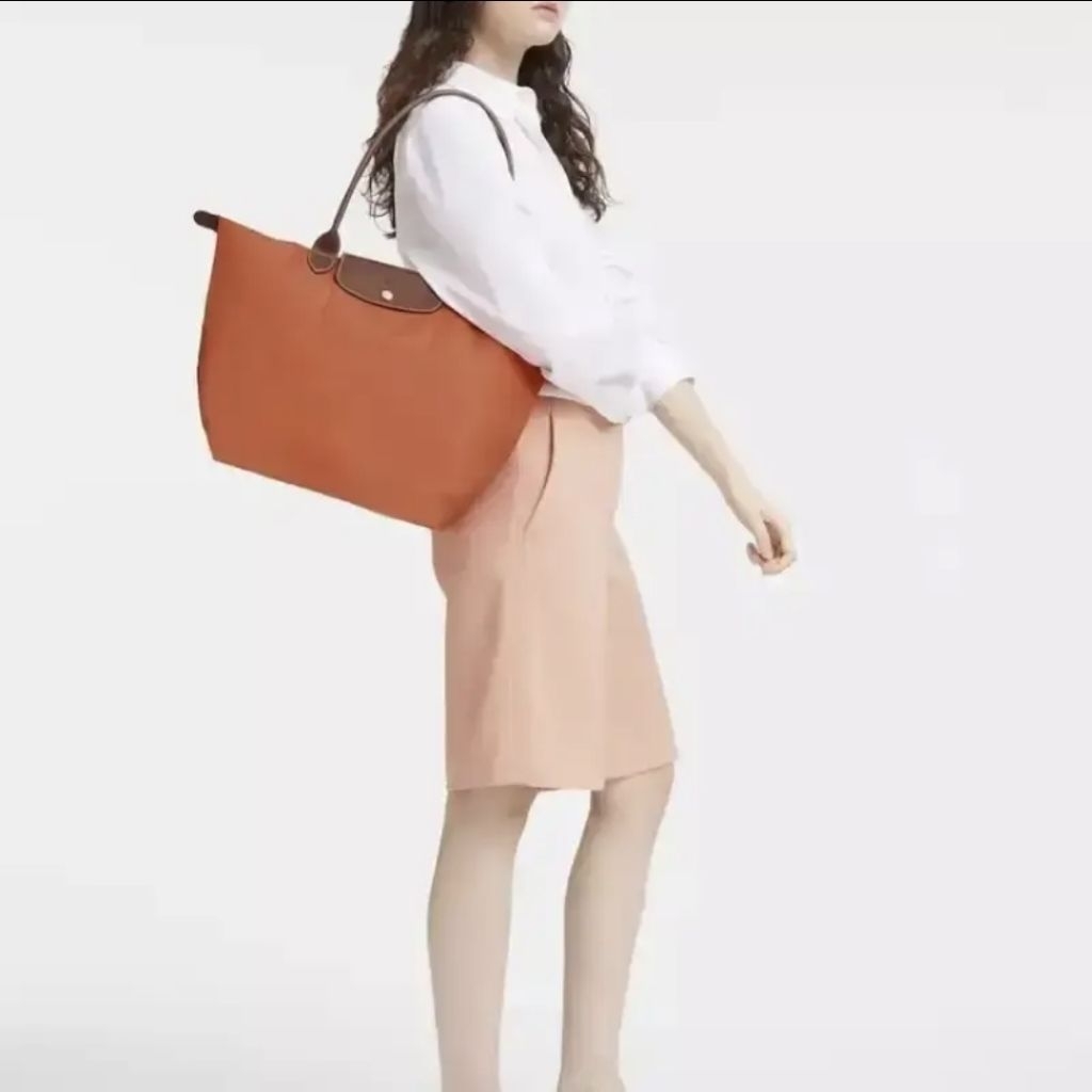 (NEW) TAS L0NGCHAMP LE PLIAGE LARGE ORANGE KULIT SAPI ASLI