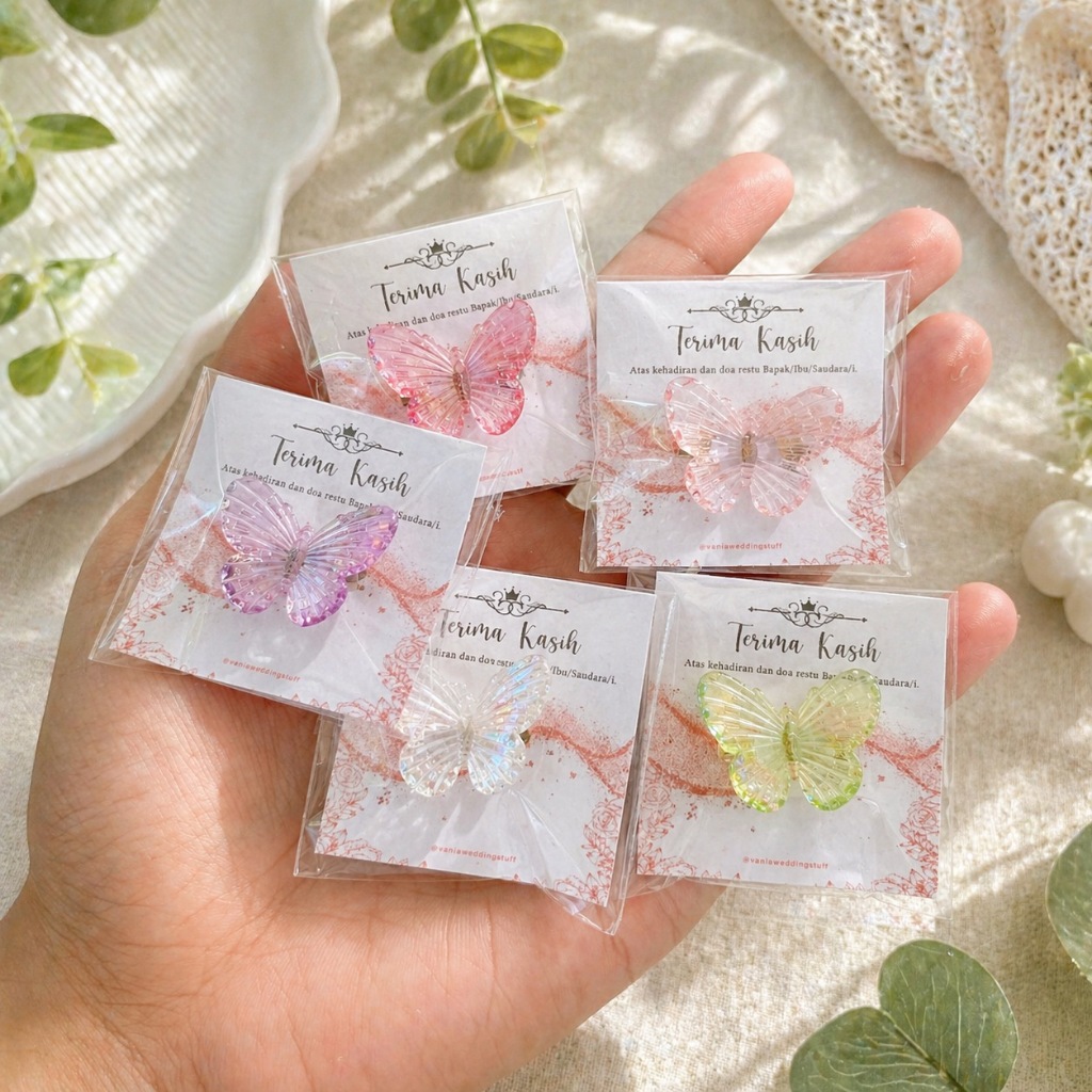 Isi 50pcs Kupu Warna hadiah pernikahan | nikahan souvenir | bros souvenir | bros jilbab | Souvenir B