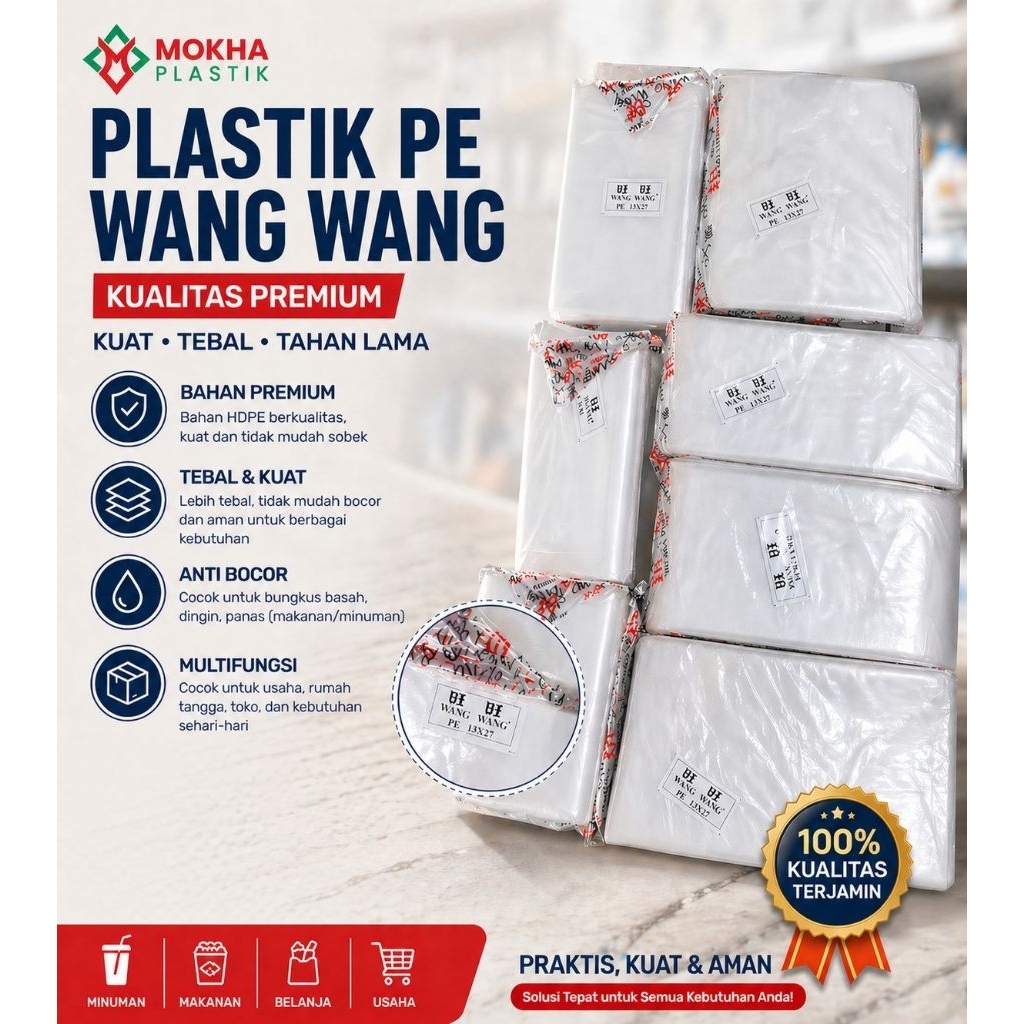 Plastik PE Wang Wang Tebal Anti Bocor  - Plastik Makanan Kuat Serbaguna