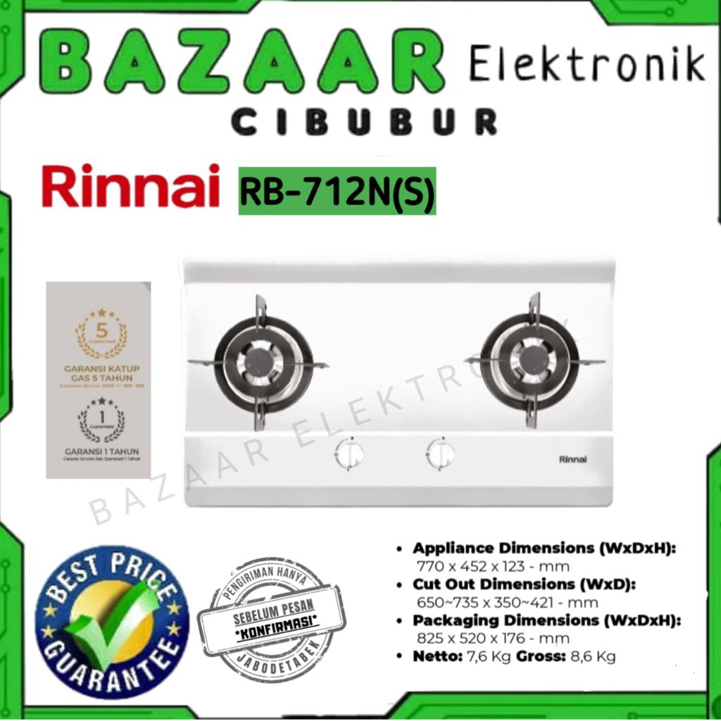 KOMPOR TANAM RINNAI RB-712N(S) / RB 712 NS / RB712N(S)