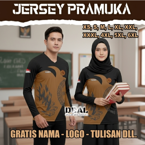 jersey pramuka kaos pramuka printing custom gratis nama logo tulisan dll