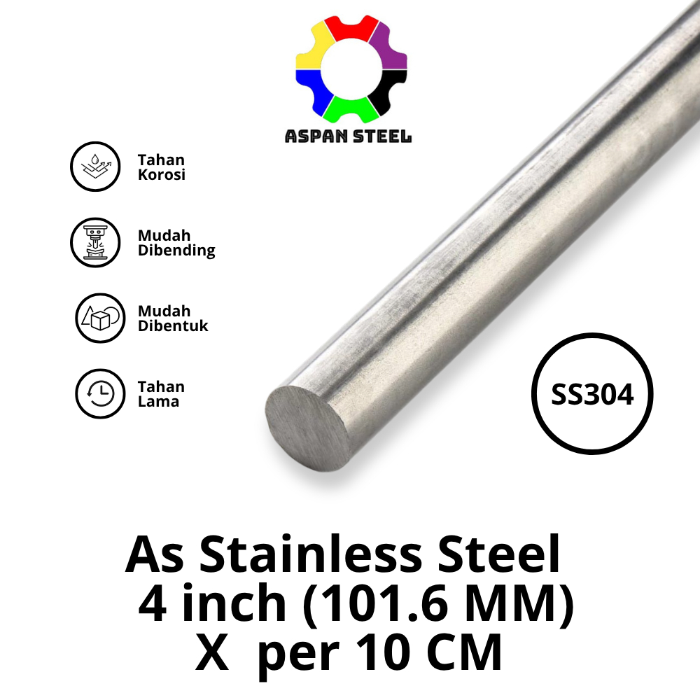As 101.6mm (4 inch) stainless steel 304