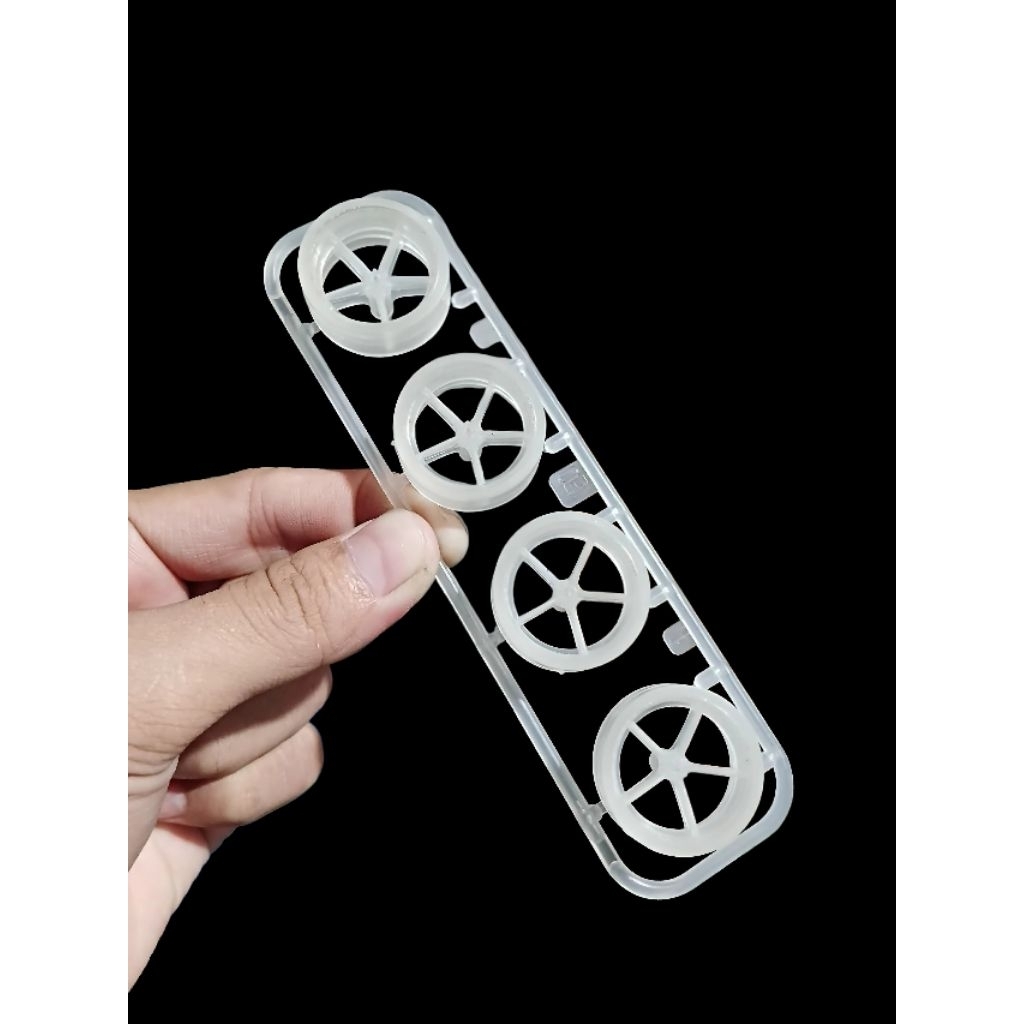 REP TAMIYA BAN LARGE 5 SPOKE CLEAR SET DEPAN BELAKANG