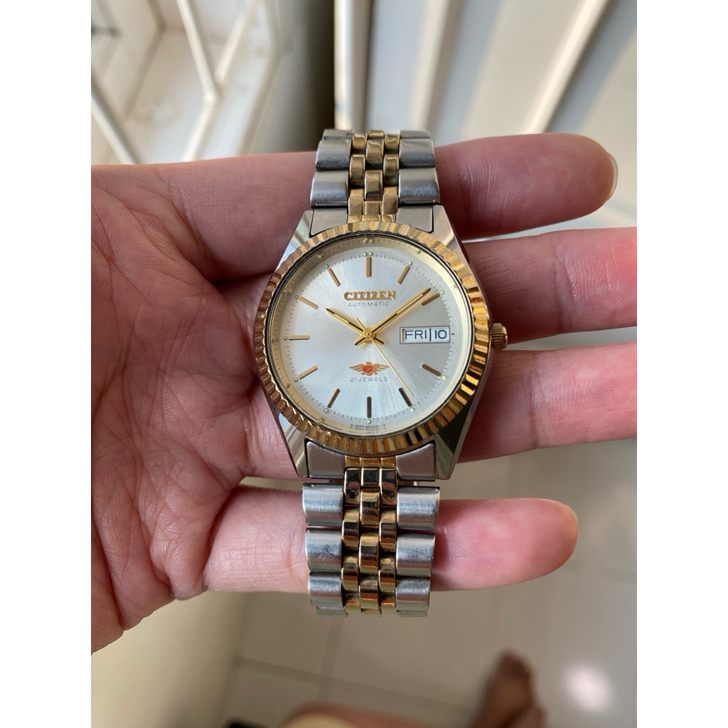 Citizen 7 Eagle President automatic Ref 8200-075561 Fluted Bezel , jubilee bracelet , Grey linen dia