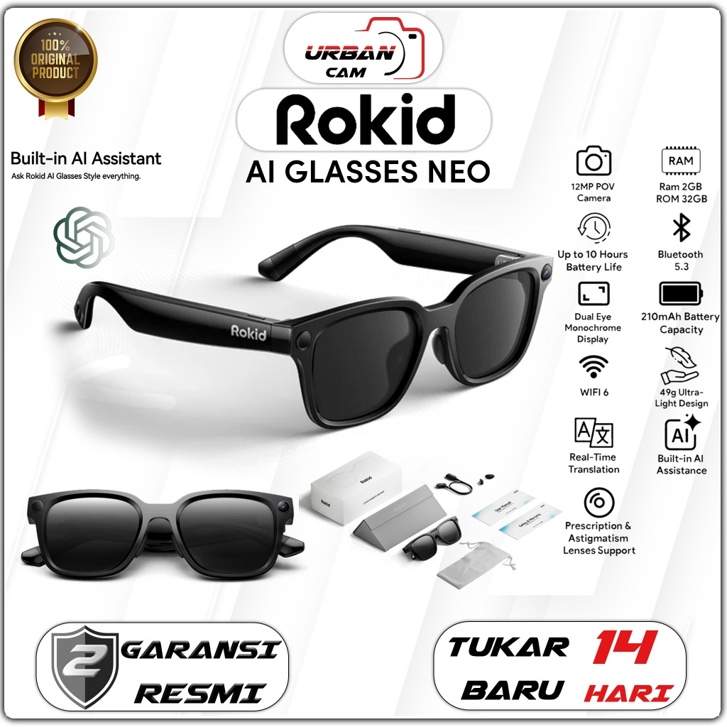 Rokid AI Glasses Neo Style Smart Glasses 12MP / Kacamata Rokid AI Smart Glasses Neo
