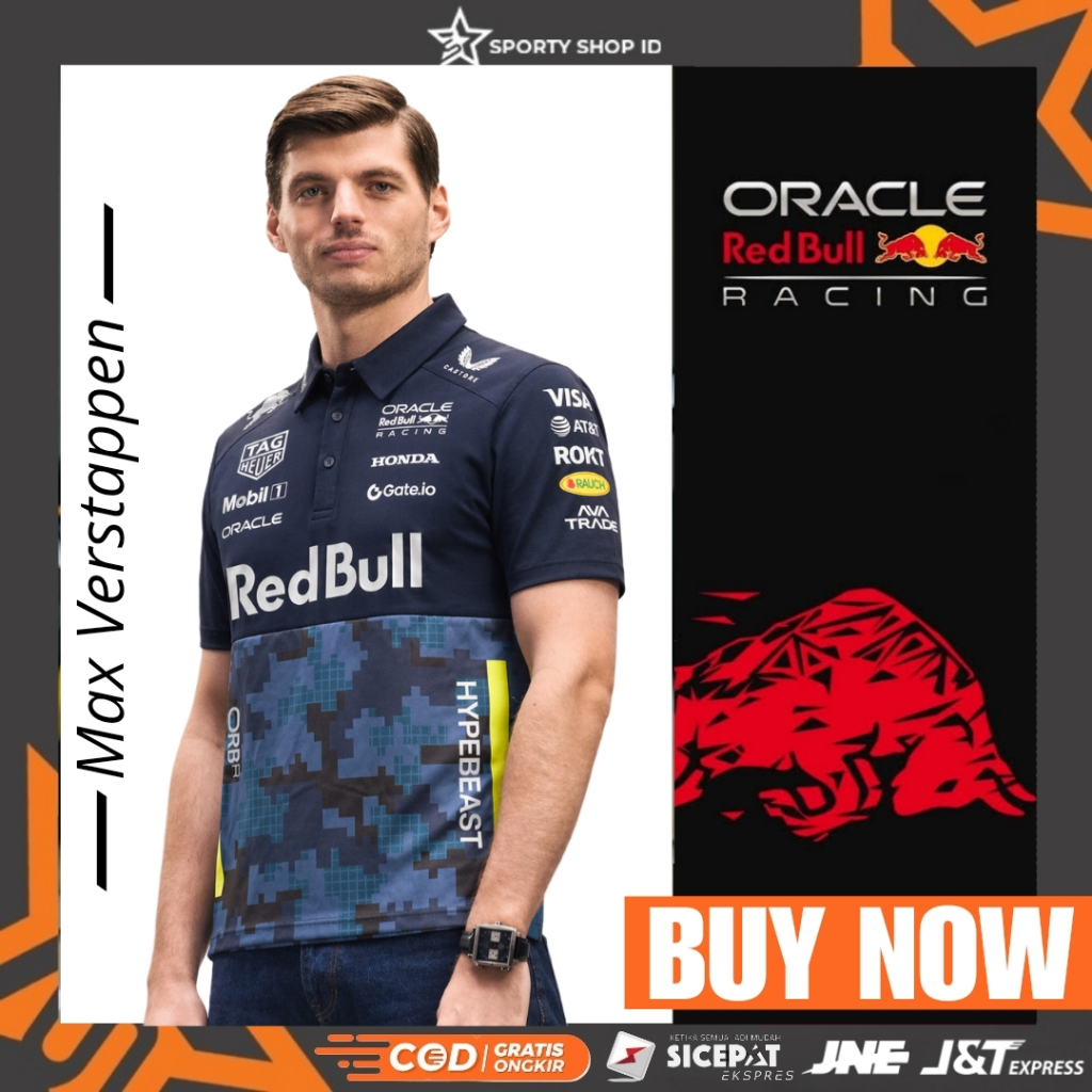 Polo Shirt Red Bull Racing F1 x Hypebeast Premium Jersey Formula 1 Oracle RedBull Racing Pria Wanita