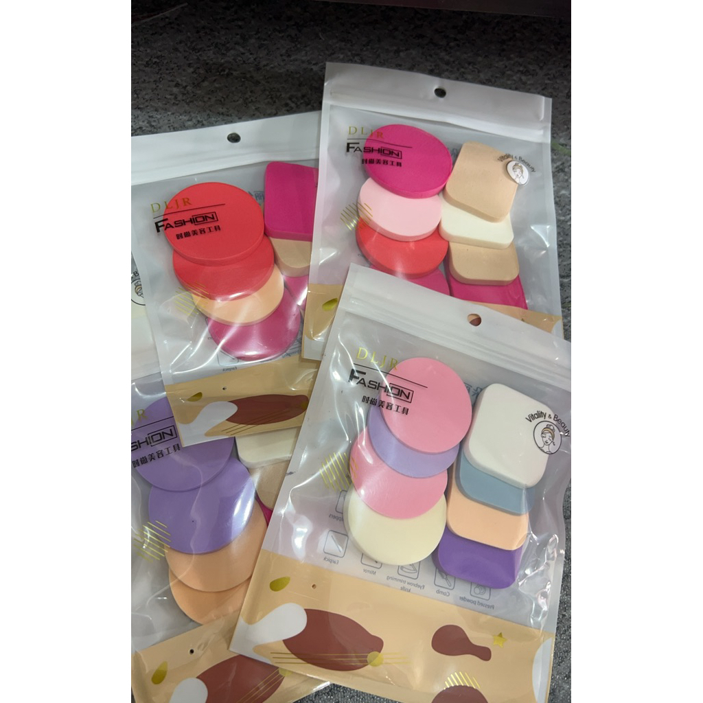 spon bedak / spon padat isi 8 petak dan bulat | SPON TABUR DAN CUSHION SET