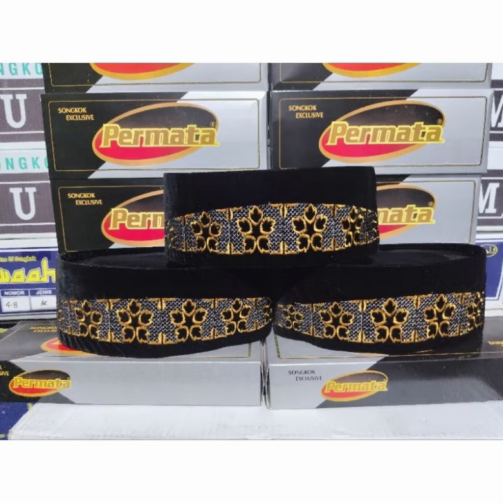 GROSIR SONGKOK/PECI PERMATA BORDIR BLUDRU ISI (10PCS) BAHAN HALUS