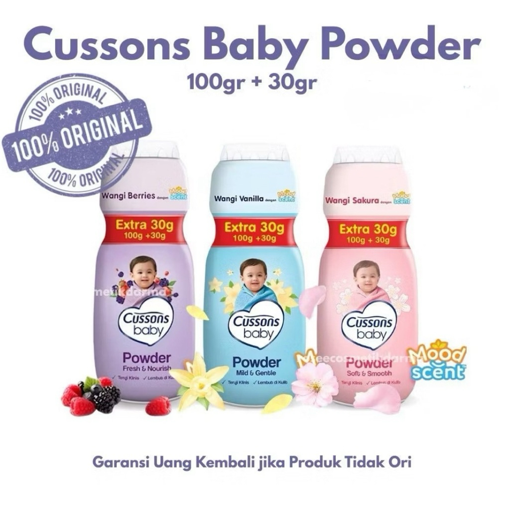 Cussons Baby Powder Ectra - Bedak Bayi Wangi Vanilla / Berry / Sakura | Caladine Powder