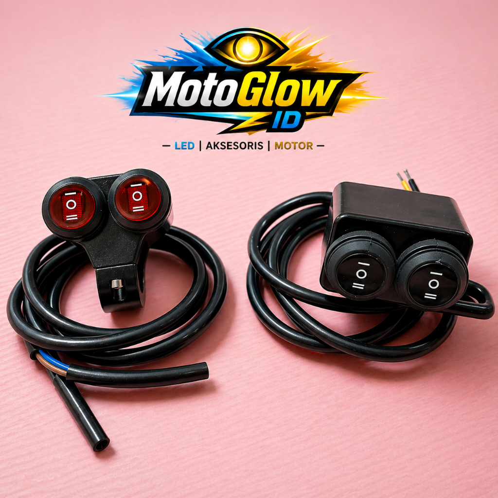 SAKLAR TOMBOL LAMPU ON OFF DAN HAZARD DOUBLE SWIT BREKET SPION DAN STANG UNIVERSAL SEMUA MOTOR ALUMI