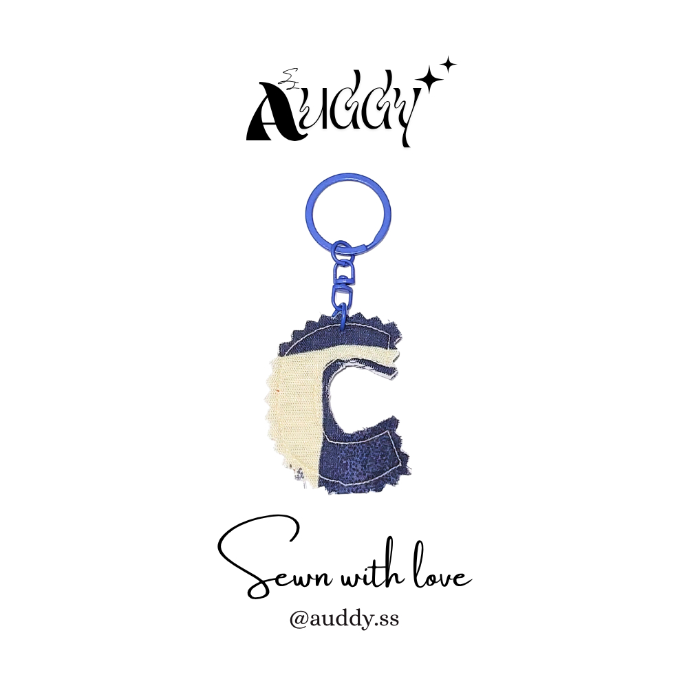 Huruf C Gantungan Kunci Huruf Handmade | Aksesoris Tas Lucu | Keychain Unik Kain Perca