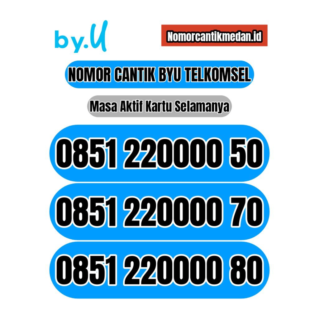 Nomor Cantik Kartu Perdana By.u Byu Telkomsel 2200 22000 0000 0050 0070