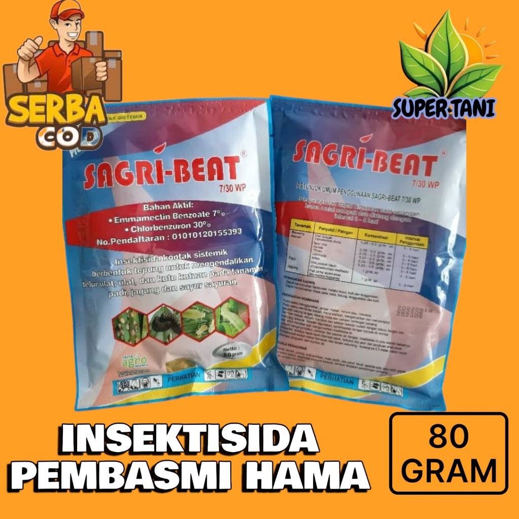 Sagri beat 7/30 WP isi 80 gram obat pengendali hama ulat dan hama kutu