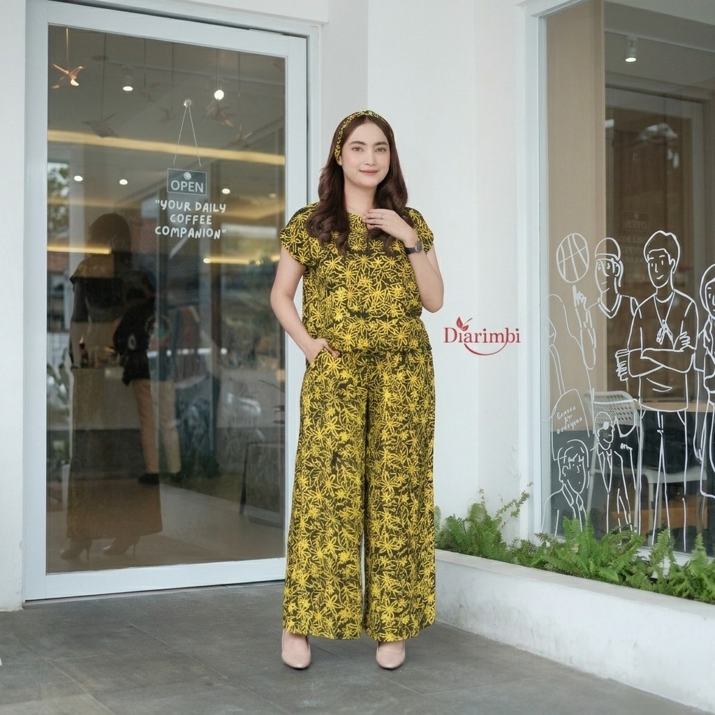 DIARIMBI - One Set Kamila setelan wanita one set rayon batik cap model kulot kamila by Diarimbi