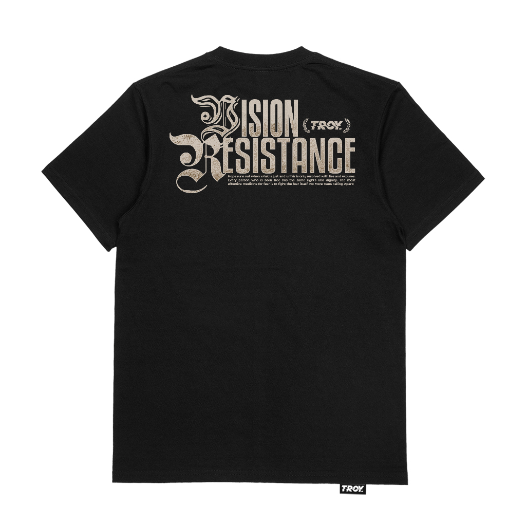 Troy Company Kaos Pria Lengan Pendek Hitam - Resistance Tshirt Black MTD 3604