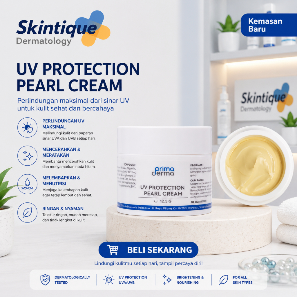 Primaderma UV Protection Pearl Cream  - Pearl Cream Dengan Kandungan SPF (warna kuning)