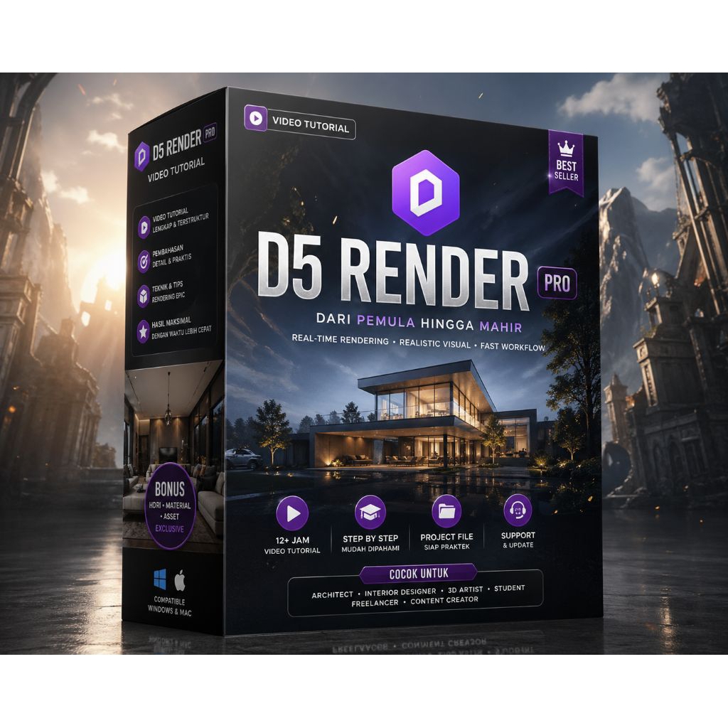 VIDEO TUTORIAL D5 Render Pro Library & Template Lengkap