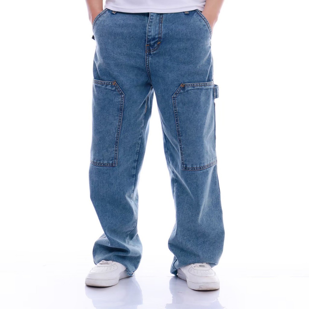 Cavero - Celana Jeans Carpenter Pants /Jeans Denim Carpenter Panjang / Celana Carpenter Wide Leg Gom