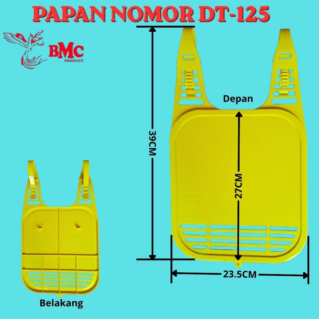 Plat Nomer Trail Jadul TS125 DT125, Cover Papan Nomor Vintage TS 125 DT 125 - BMC