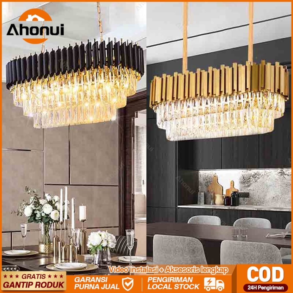 Lampu Gantung Kristal 130/100CM Chandelier Estetik Besar Mewah Aesthetic Ruang Makan Ruang Tamu Ruan
