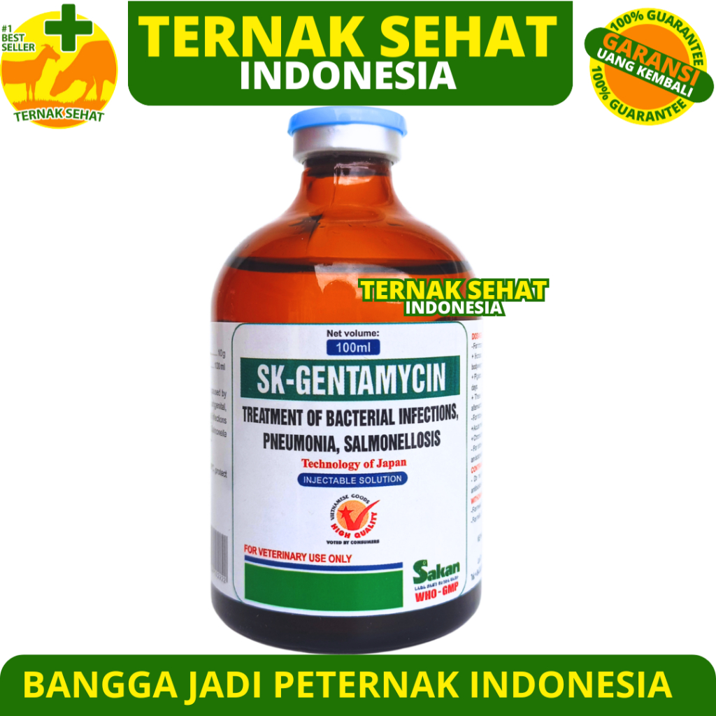 SK GENTAMYCIN 100ML SAKAN - Obat Hewan Antibakteri Spektrum Luas Ternak Unggas Ayam Like GENTA 100
