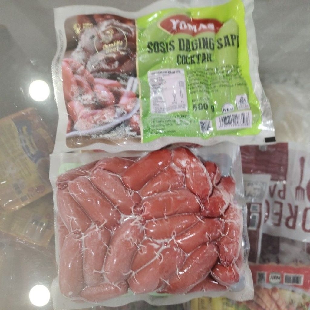 yomas sosis cocktail sapi merah 500gr beku