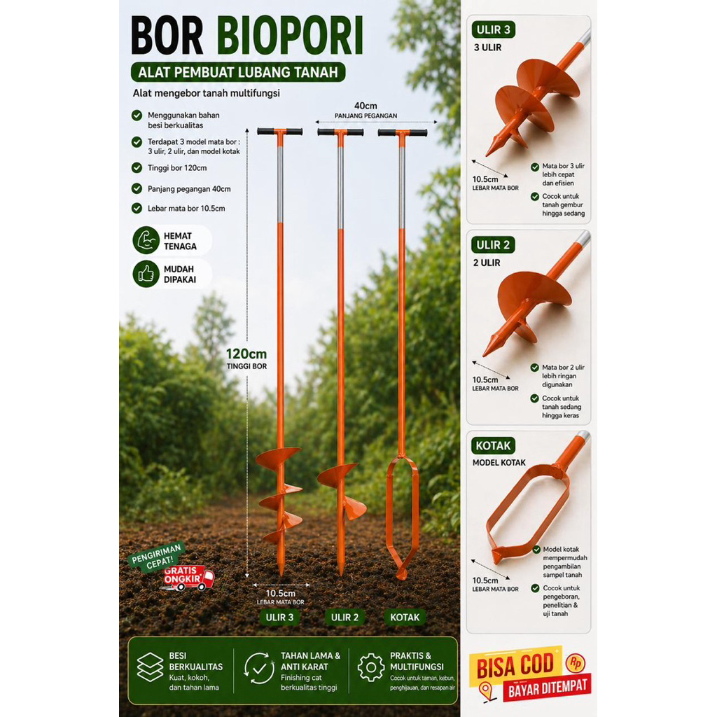 TERMURAH BOR BIOPORI BOR TANGAN BIOPORI PEMBUAT LUBANG BIOPORI ALAT BIOPORI