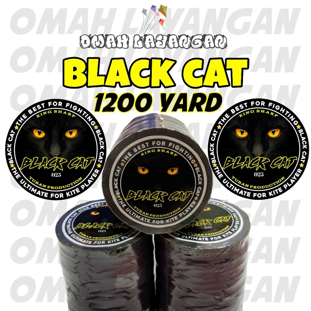 senar benang gelasan layangan 1200 yard BLACK CAT