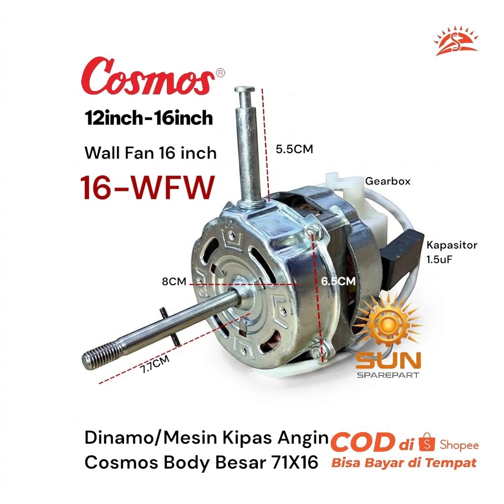 Dinamo/Mesin Kipas Angin Cosmos body besar 71X16 16inch Wall Fan kipas 16-WFW /kipas Dinding