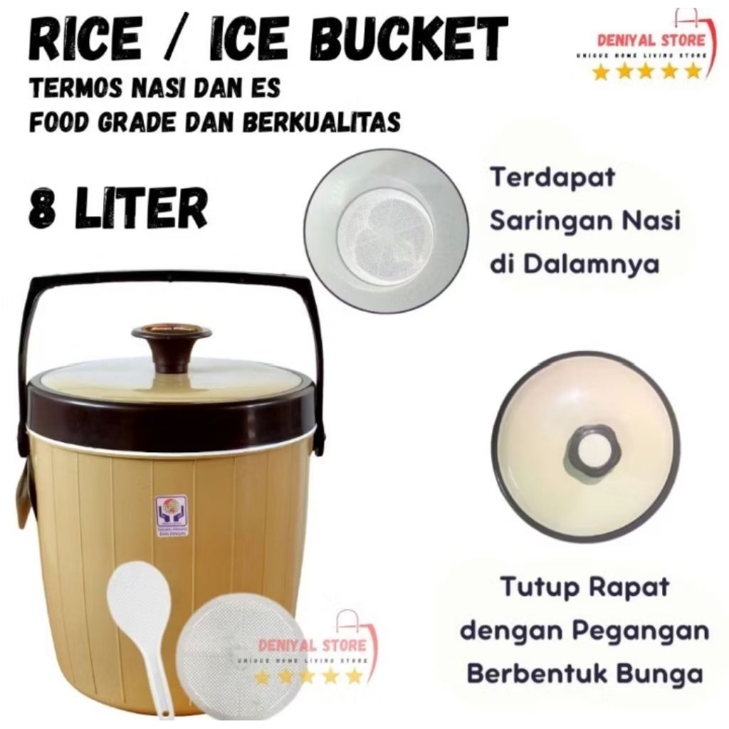 Termos nasi plastik, rice bucket, tempat es batu, dangdang nasi kecil, termos nasi hajatan murah