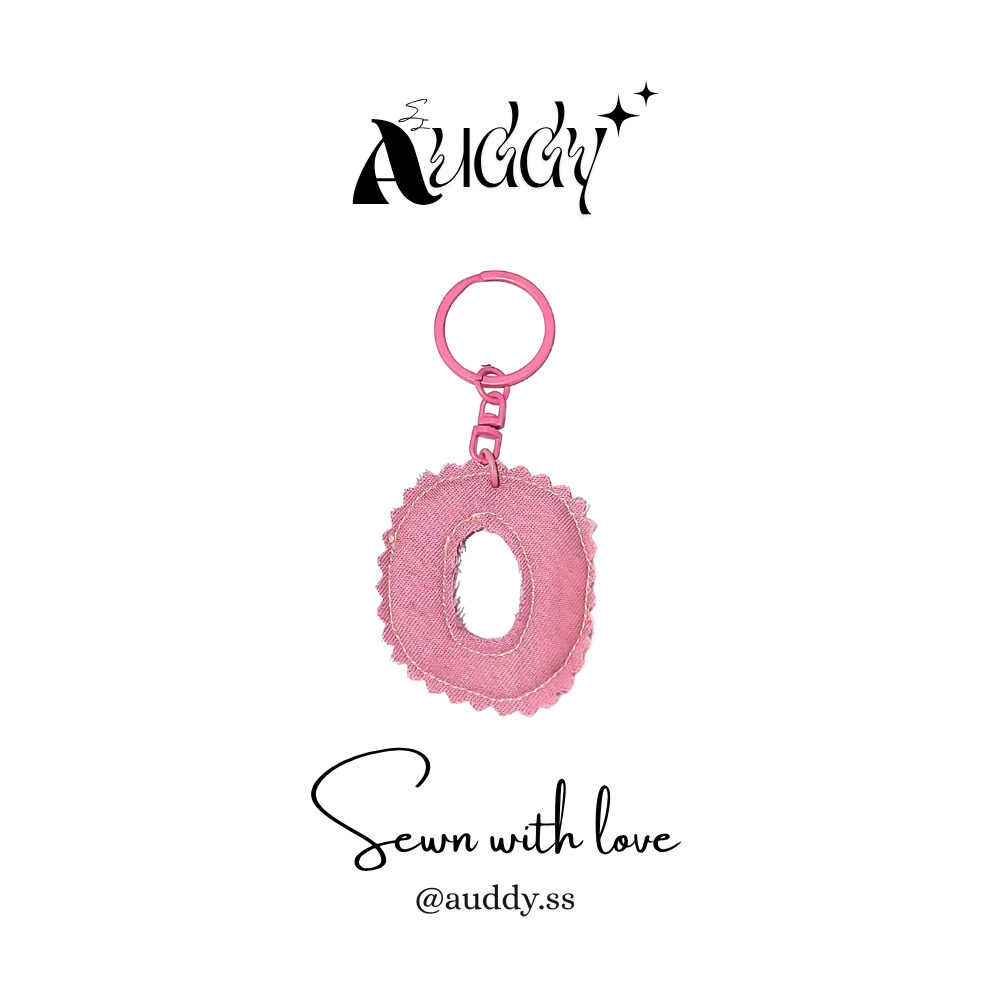Huruf O Gantungan Kunci Huruf Handmade | Aksesoris Tas Lucu | Keychain Unik Kain Perca