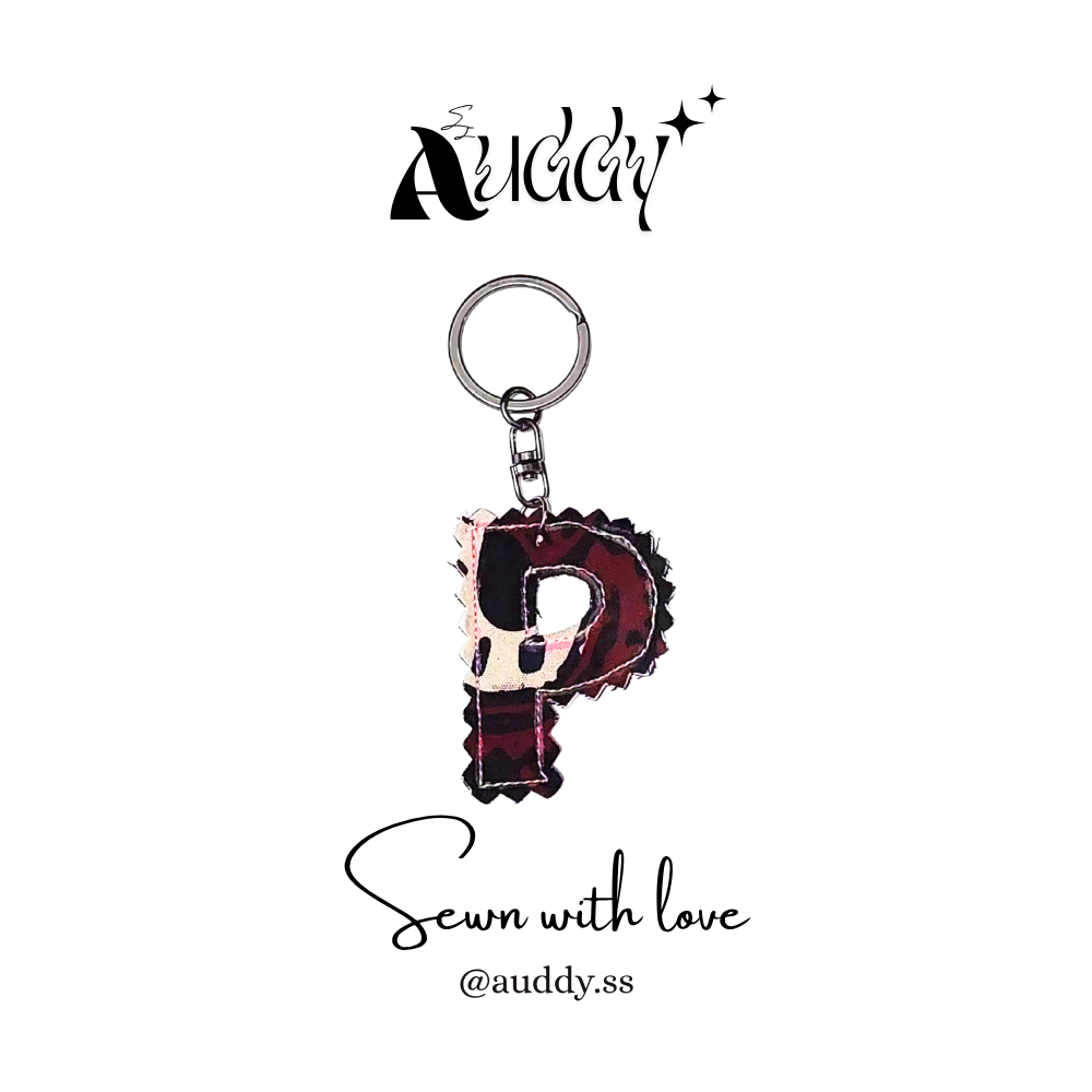 Huruf P Gantungan Kunci Huruf Handmade | Aksesoris Tas Lucu | Keychain Unik Kain Perca