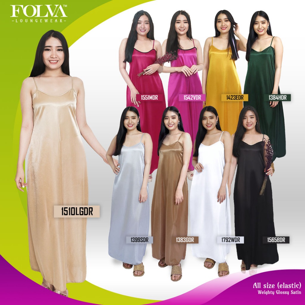 FOLVA dress panjang tanktop baju tidur satin all size