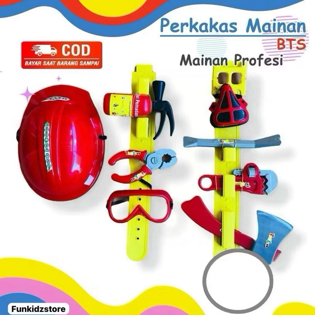 MAINAN ANAK ALAT PEMADAM KEBAKARAN PERKAKAS DAN ALAT PELINDUNG HELM Bts 1806-31